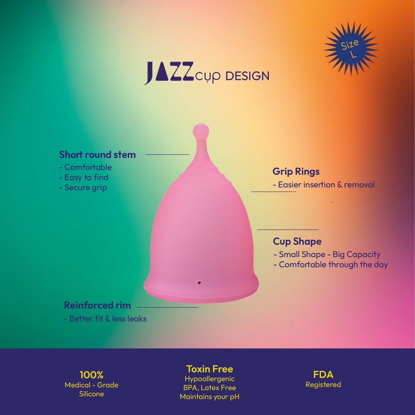 JAZZ cup Soft Menstrual Cups – with Travel-Cotton Pouch
